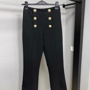 Authentic Balmain Black Trousers with Gold Buttons